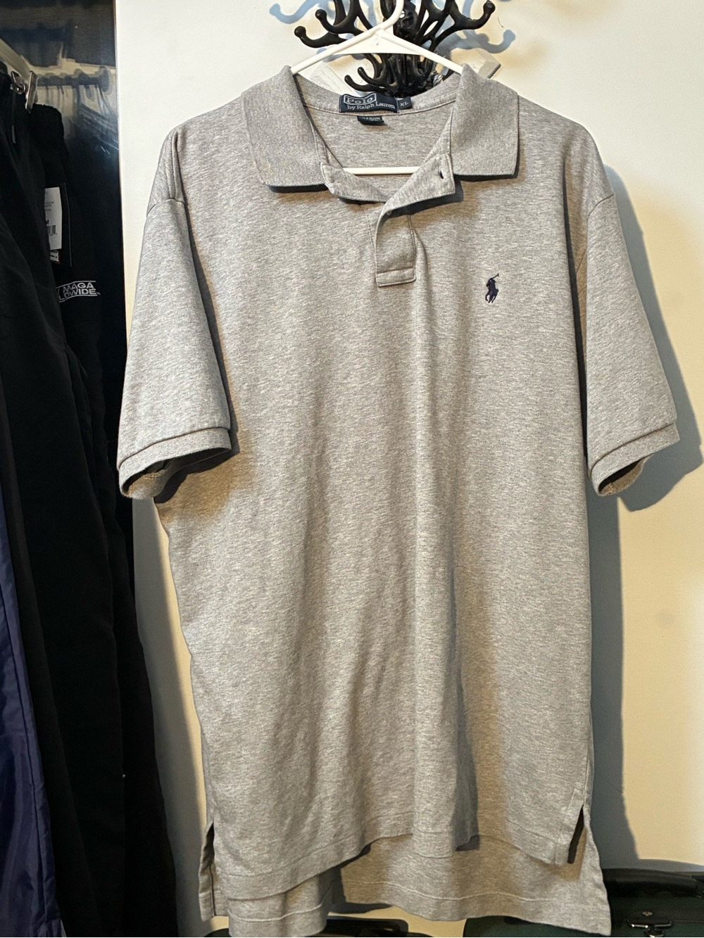 Ralph Lauren Men's Heather Gray Polo with Navy Pony